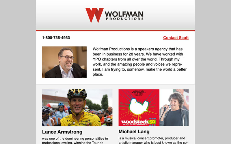 Wolfman Productions Newsletter Design