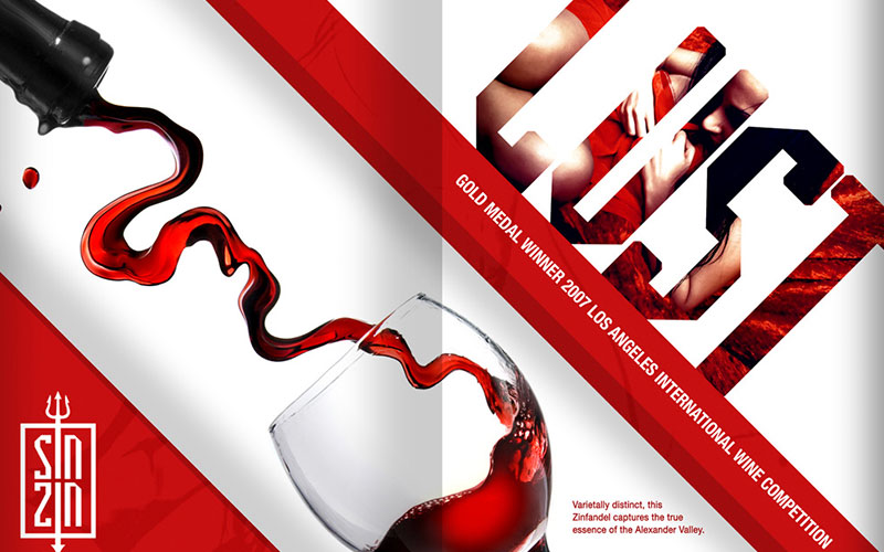 Sin Zin Wine Advertising Graphic Design